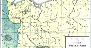Tereny zamieszkane przez Słowian we wczesnym średniowieczu na niemieckiej mapie z XIX w.